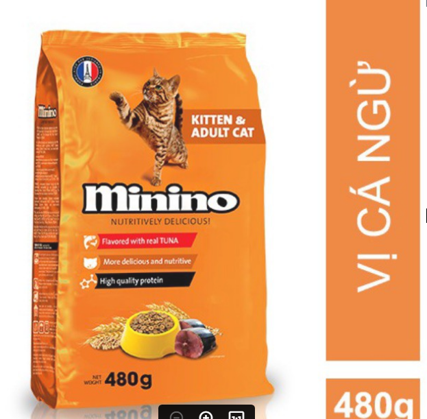 Hạt thức ăn mèo minino tuna 480gr
