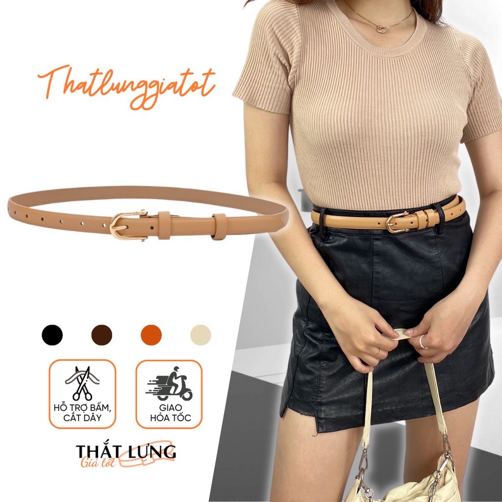 Thắt lưng nữ ulzzang mặt màu vàng bản nhỏ 1.8cm tl129 - thắt lưng giá tốt