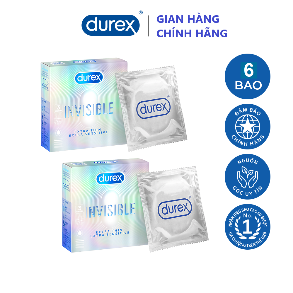 [HCM]Combo 2 hộp Bao cao su siêu mỏng Durex Invisible Extra Thin - Etra Sensitive (6 chiếc)
