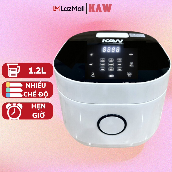Nồi cơm điện tử cảm ứng đa năng kaw 1.2l, nồi cơm điện tử, công suất 500w, chính hãng bảo hành 12 tháng