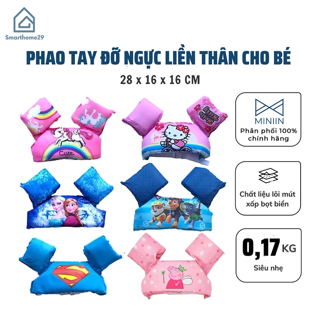 Phao tập bơi liền thân cho bé 2-10 tuổi, Áo phao tập bơi trẻ em, Phao tay đỡ ngực bé trai bé gái - Chính hãng MINIIN