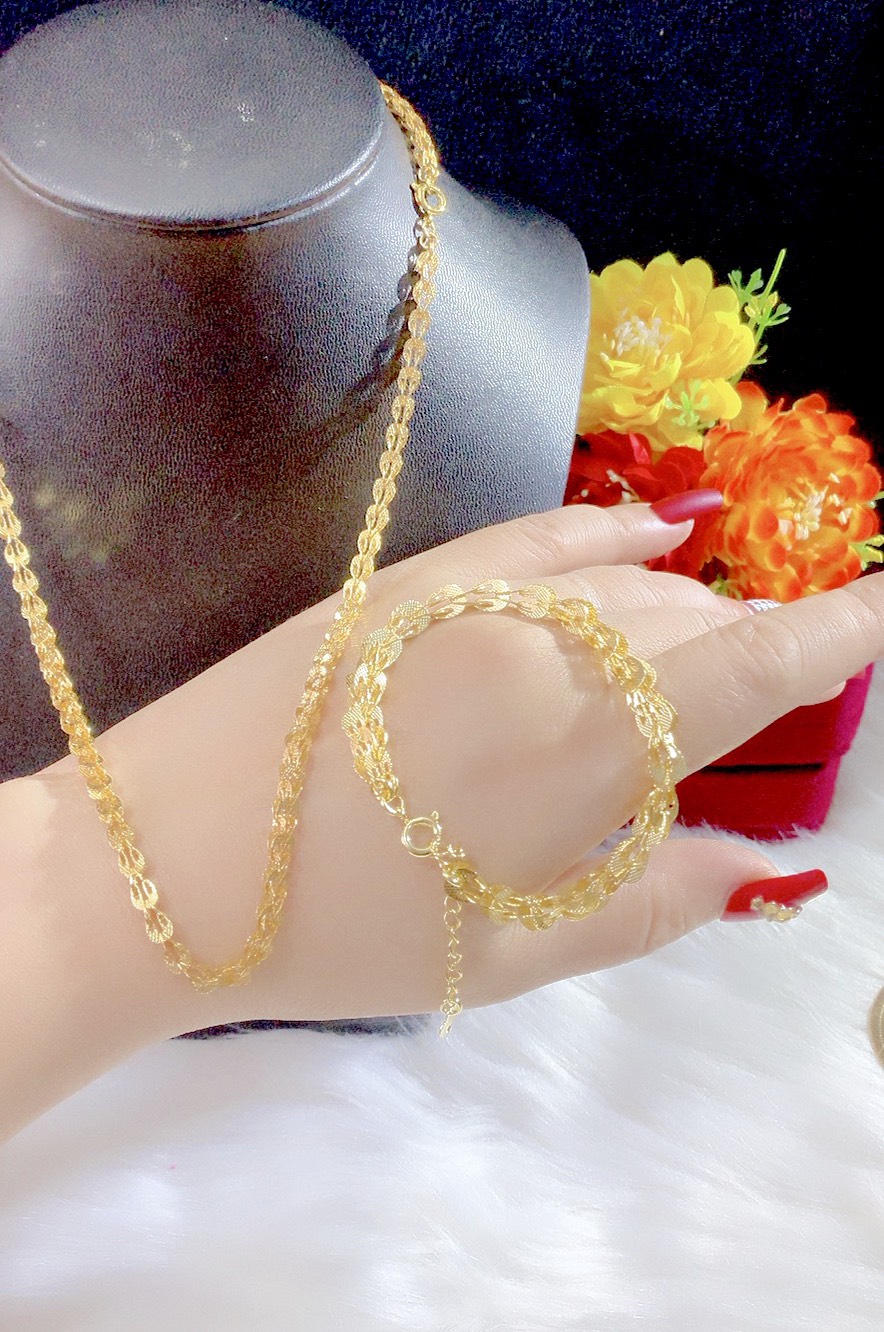 Combo dây chuyền lắc tay đuôi phụng mạ 18k cao cấp H332