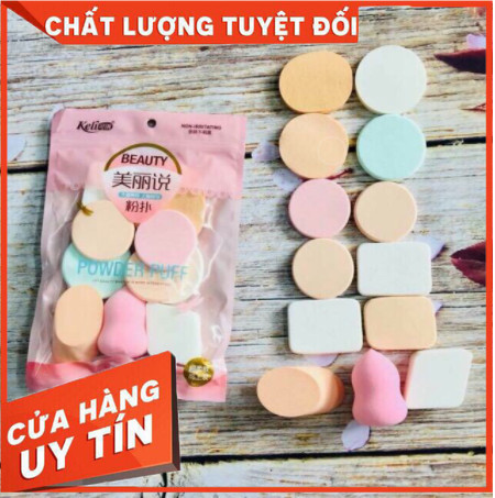 Set 13 bông mút trang điểm keli siêu mềm mịn