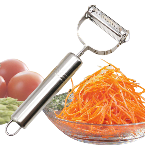 Dụng cụ nạo rau củ Inox cao cấp đa năng 2in1 - Dao Nạo Gọt Hoa Quả Inox Loại 2 Lưỡi Siêu Hot