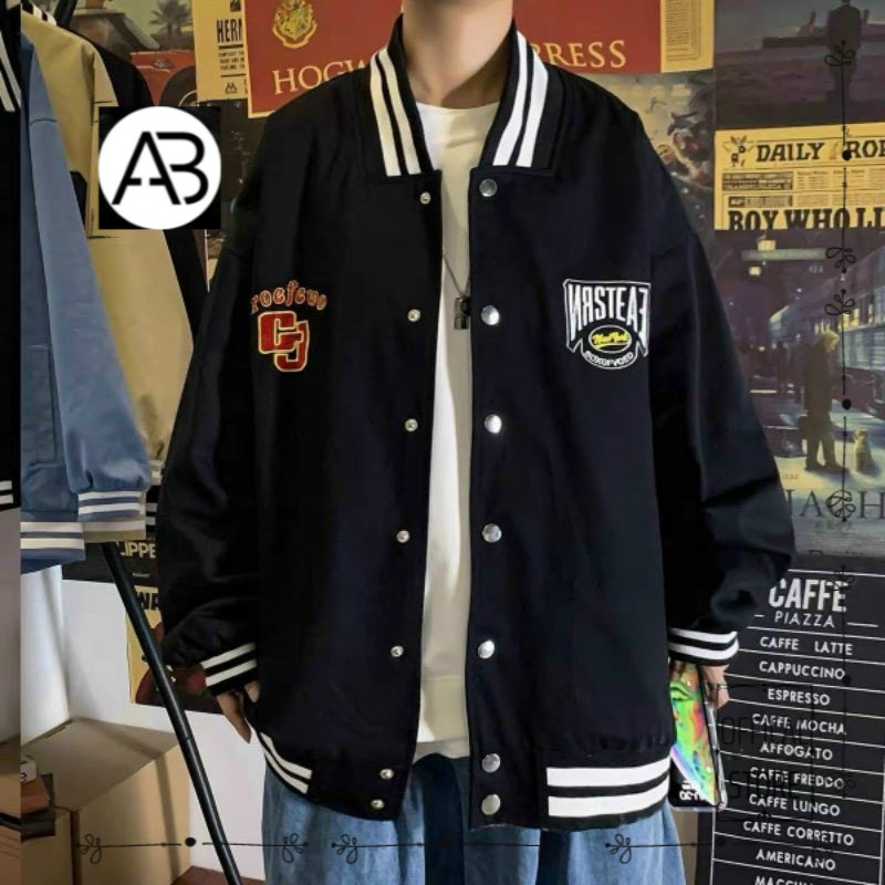 Áo khoác bomber sọc viền logo thêu 2 túi tp240