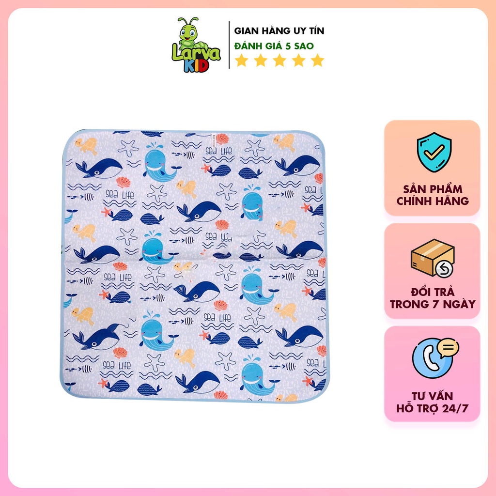 Tấm lót xốp 4 lớp có cao su chống thấm cao cấp 4 mùa cho bé 30*30cm, tấm lót thay tã bỉm cho bé - LARVA KID