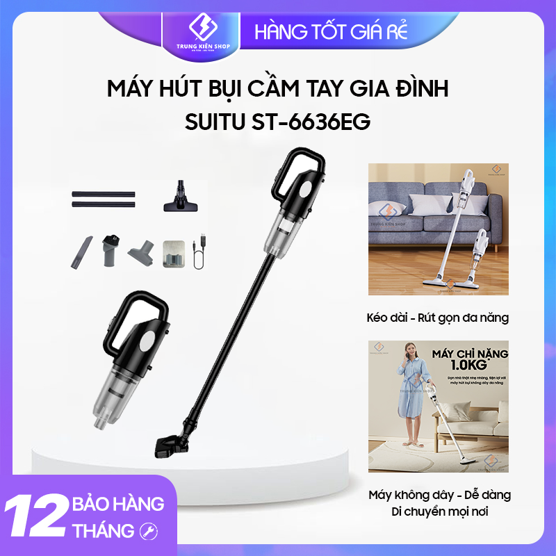 [MÀU ĐEN PRO] Máy hút bụi cầm tay CÔNG SUẤT LỚN 20000Pa, máy hút bụi sàn nhà, giường, ô tô không dây - Hàng chính hãng bảo hành 12 tháng