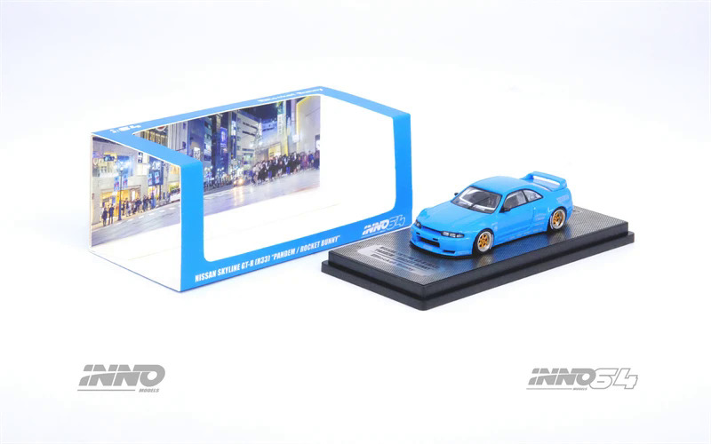 ** Đặt hàng trước ** INNO 1:64 Nissan Skyline GT-R R33 pandem Rocket Bunny màu xanh Diecast Mô hình xe