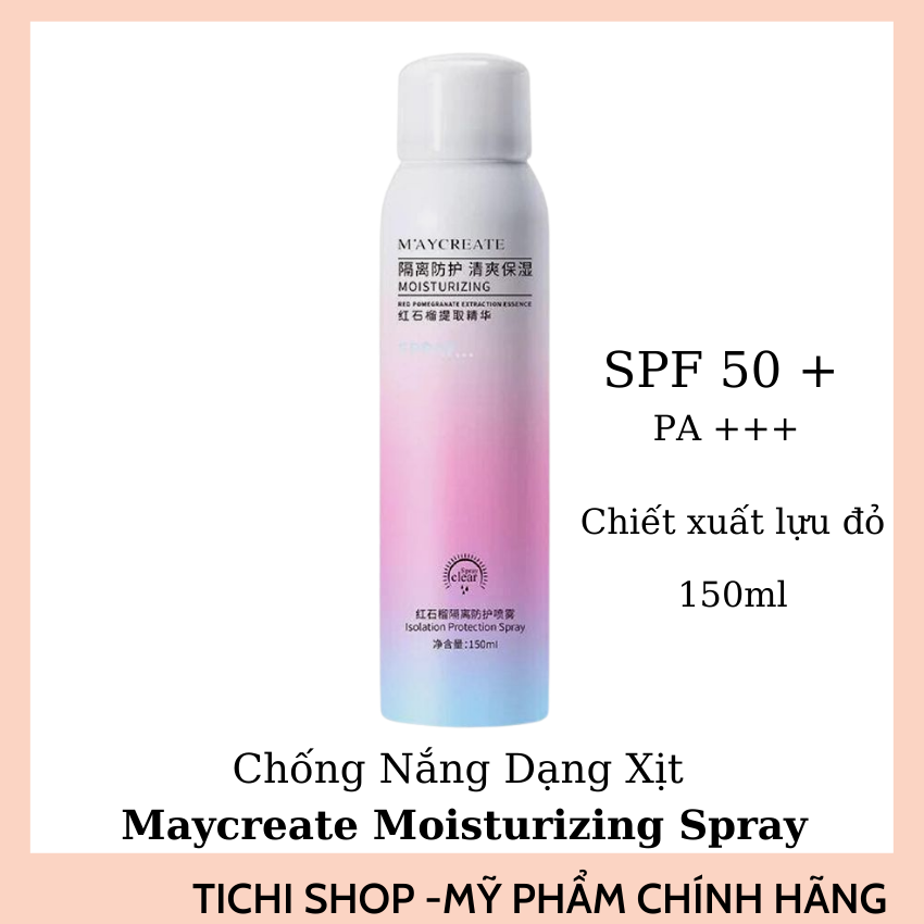 [Freeship Mỹ Phẩm Chính Hãng 100%]Tichi Shop Chống Nắng Dạng Xịt Trắng Da Maycreate 150ml