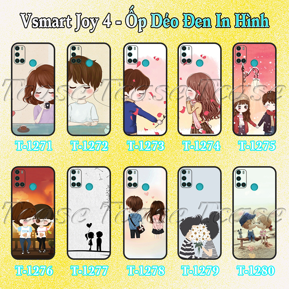 Ốp lưng Vsmart Joy 4 - Ốp dẻo đen in hình Couple cute