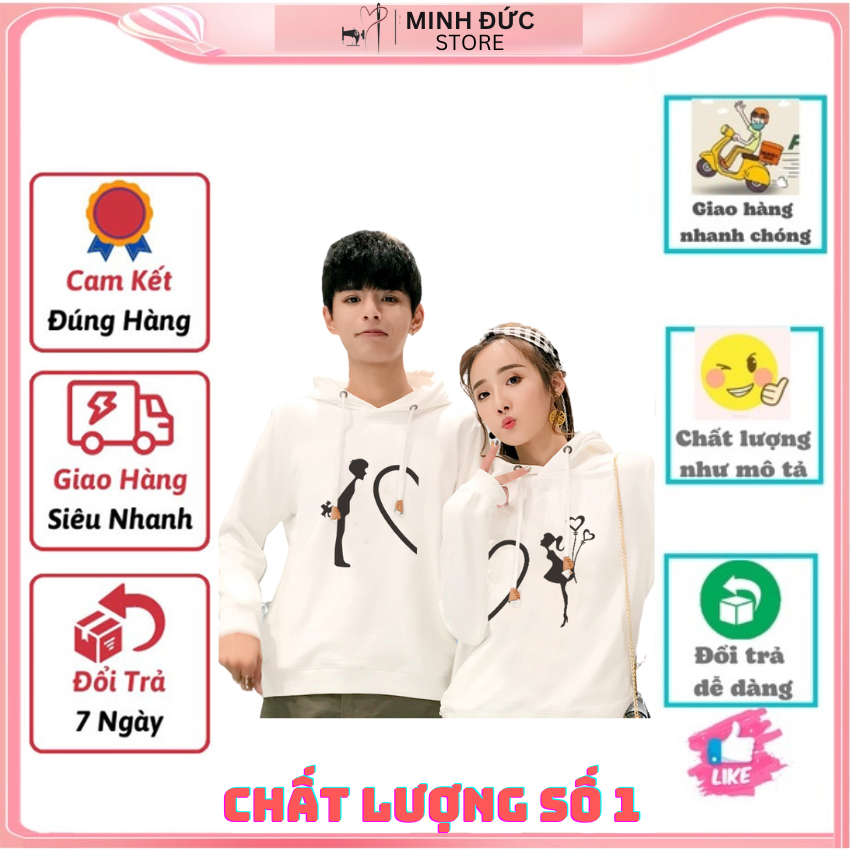 Áo đôi nỉ nam nữ mm05, áo đôi có mũ in hình ghép tim ý nghĩa, vải nỉ bông in hình dễ thương