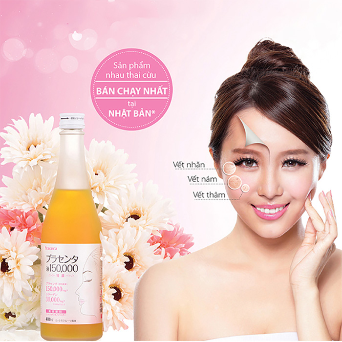 Nước uống đẹp da fracora placenta drink 150000mg collagen 30000mg từ nhật bản