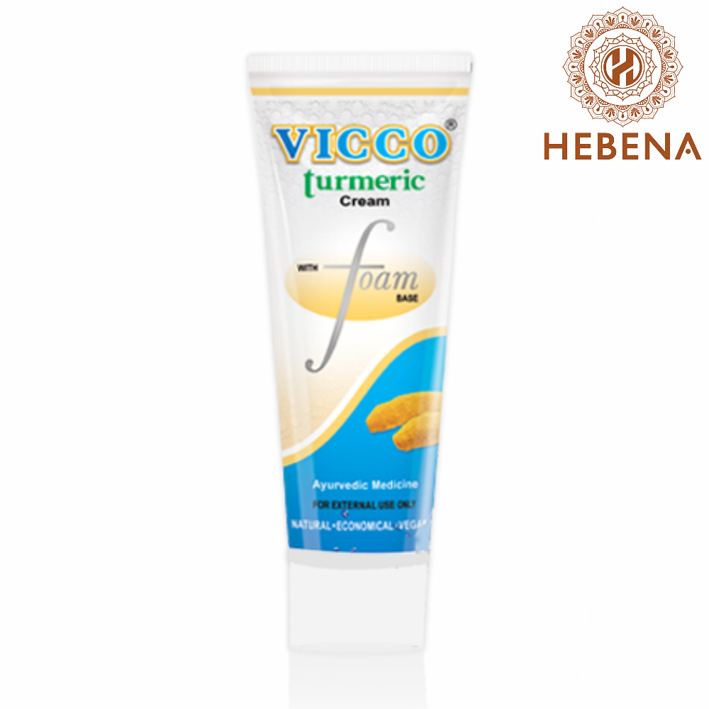 Sữa rửa mặt nghệ tạo bọt Vicco Turmeric Cream With Foam Base - hebenastore