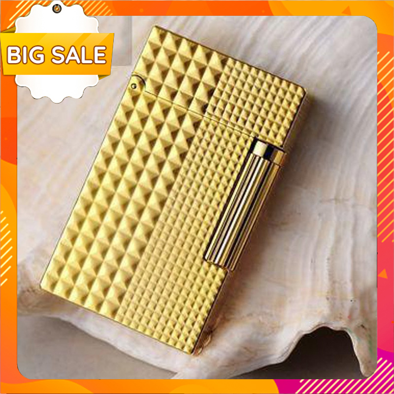 Hộp Quẹt Bật Lửa , Hộp Quẹt Bật Lửa Dupont Màu Vàng Ô Vuông D50V Dùng Gas Đá Cao Cấp , Thiết Kế Độc Đáo Tinh Tế Chất Lượng , Chất Liệu Kim Loại Cao Cấp Không Dỉ