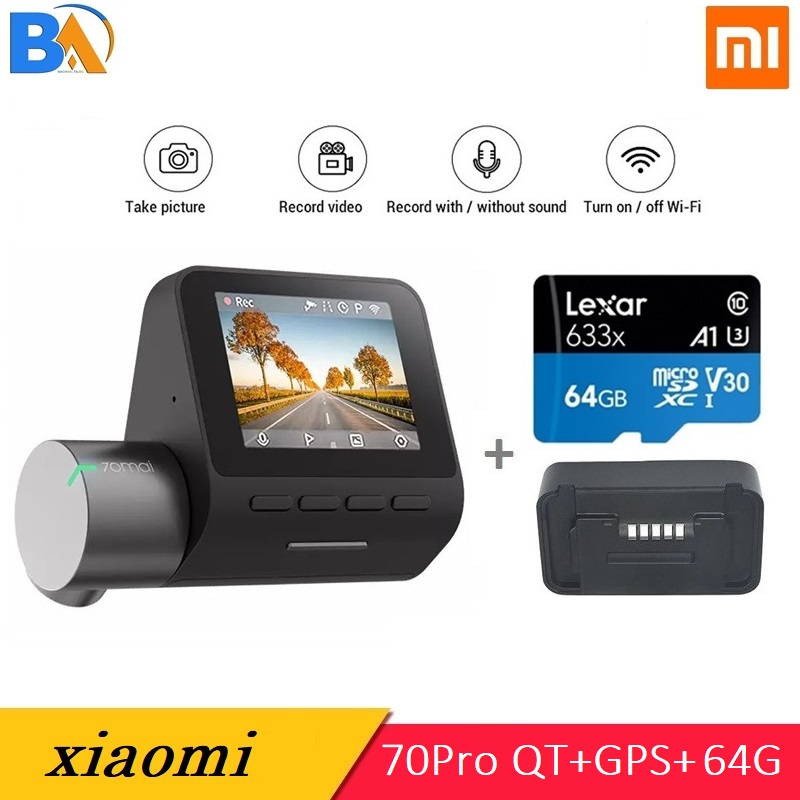 Camera Hành Trình Xiaomi 70mai Dash Camera Pro - Module GPS - Kèm Thẻ 64GB A1 - PHIÊN BẢN QUỐC TẾ ( Bảo Hành 12 Tháng )