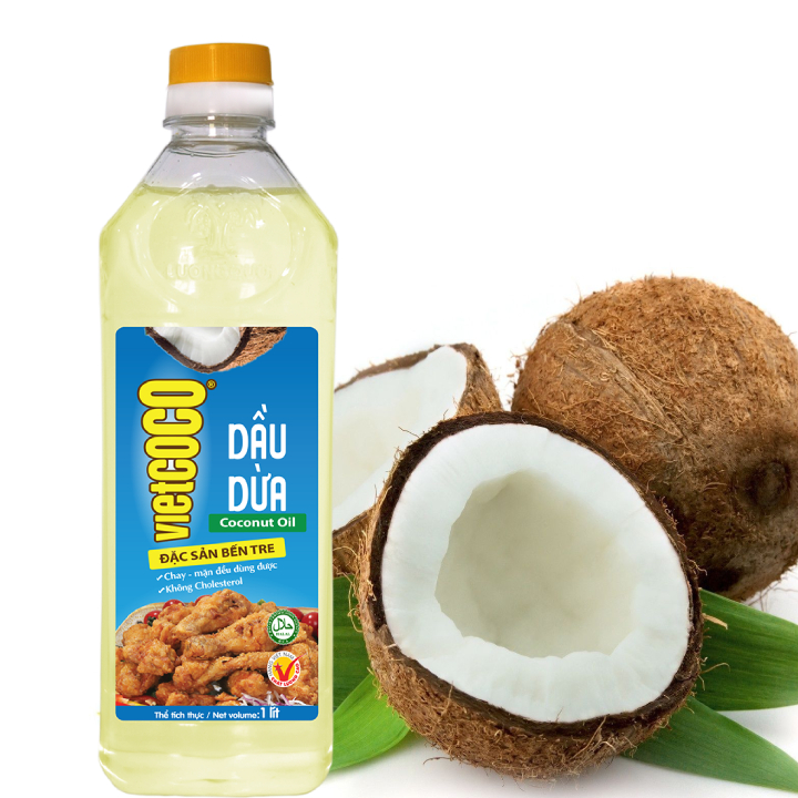 Combo 3 chai dầu ăn DẦU DỪA Vietcoco tốt cho sức khỏe CHAI 1 LÍT