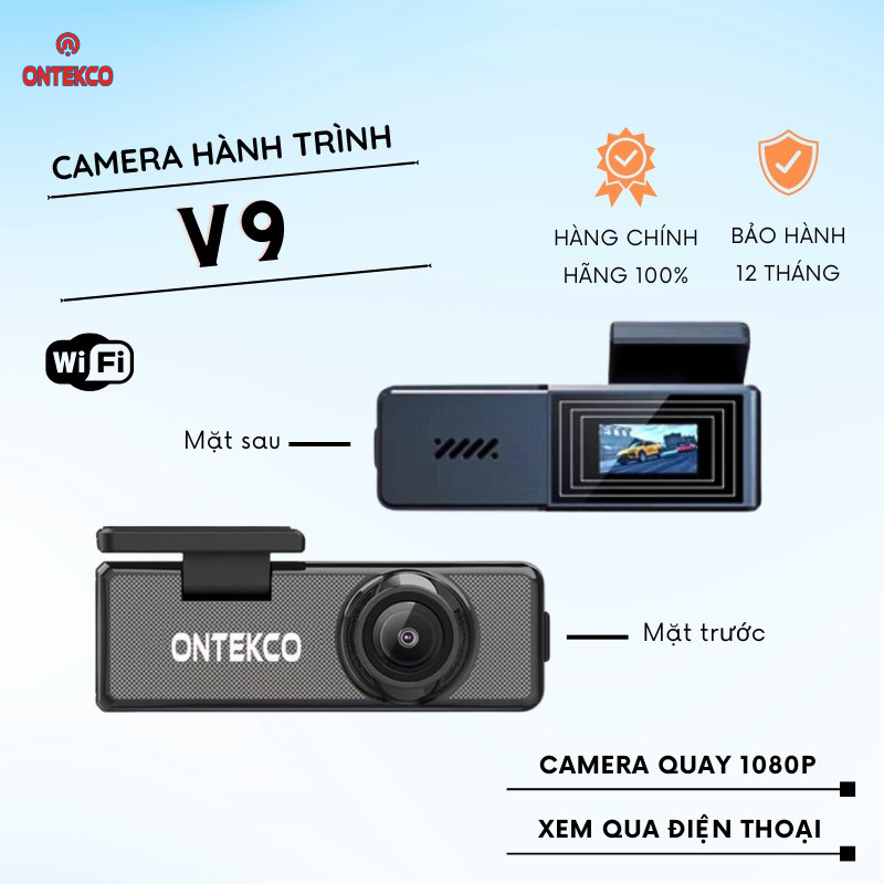[BH 12 THÁNG] Camera hành trình ô tô chính hãng ONTEKCO  cam trước  không có cam sau V9- kết nối điện thoại xem qua app,  kết nối màn android chức năng cảnh báo ADAS
