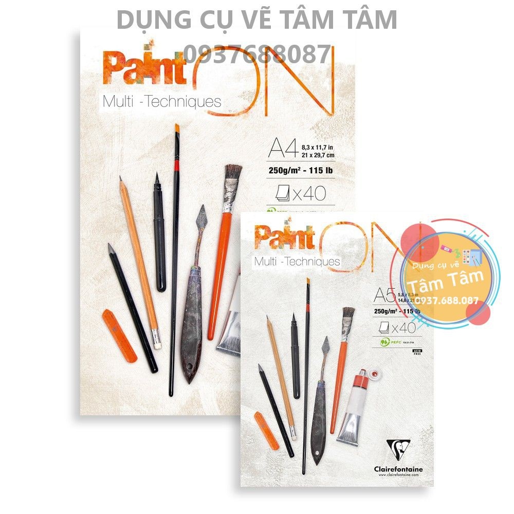 HOT SALE Sổ vẽ đa năng Clairefontaine Paint On Multi Techniques Clairefontaine-Dụng cụ vẽ Tâm Tâm [SHIP HÀNG SAU 01/10/2021]