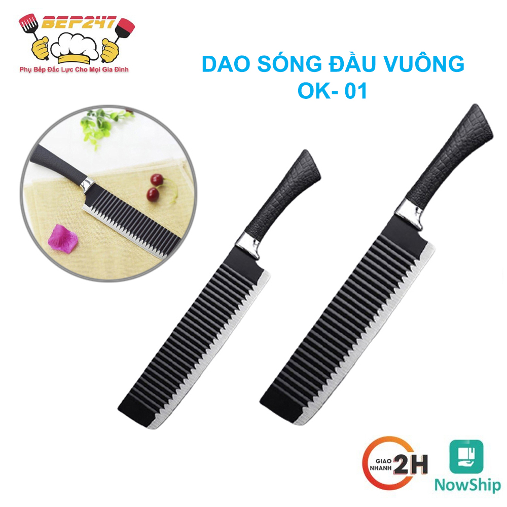 Dao sóng nhật ok-01 đầu vuông, lưỡi dao sắc bén, chất liệu hợp kim chống dính, chống gỉ