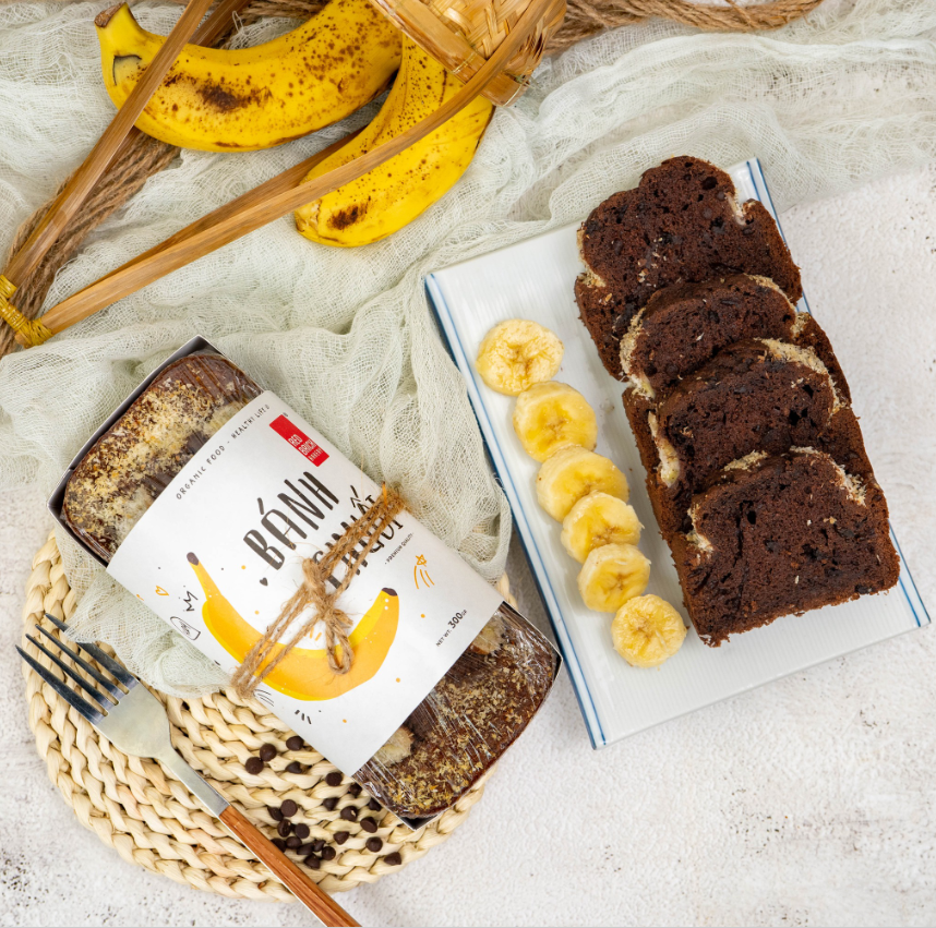 Bánh Cake Chuối Chocolate 300Gr Thương Hiệu Gạch Đỏ Chuẩn Healthy Tiện Lợi