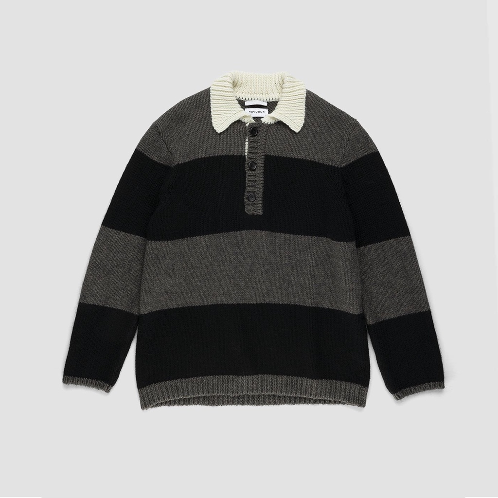 Áo len cổ bẻ rvr mental stripes knit