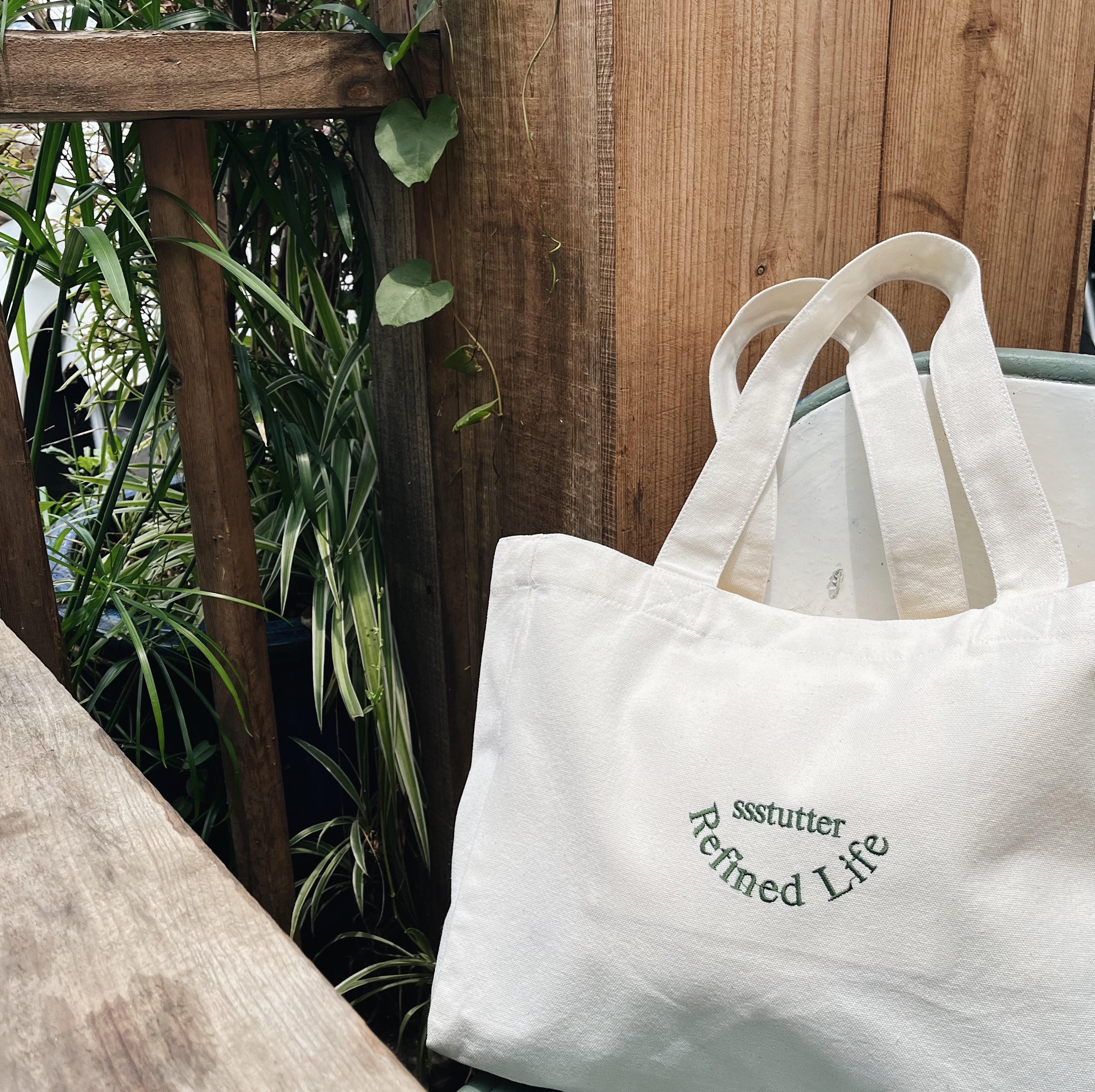 Túi tote nam nữ unisex ssstutter thêu chữ great life tote bag