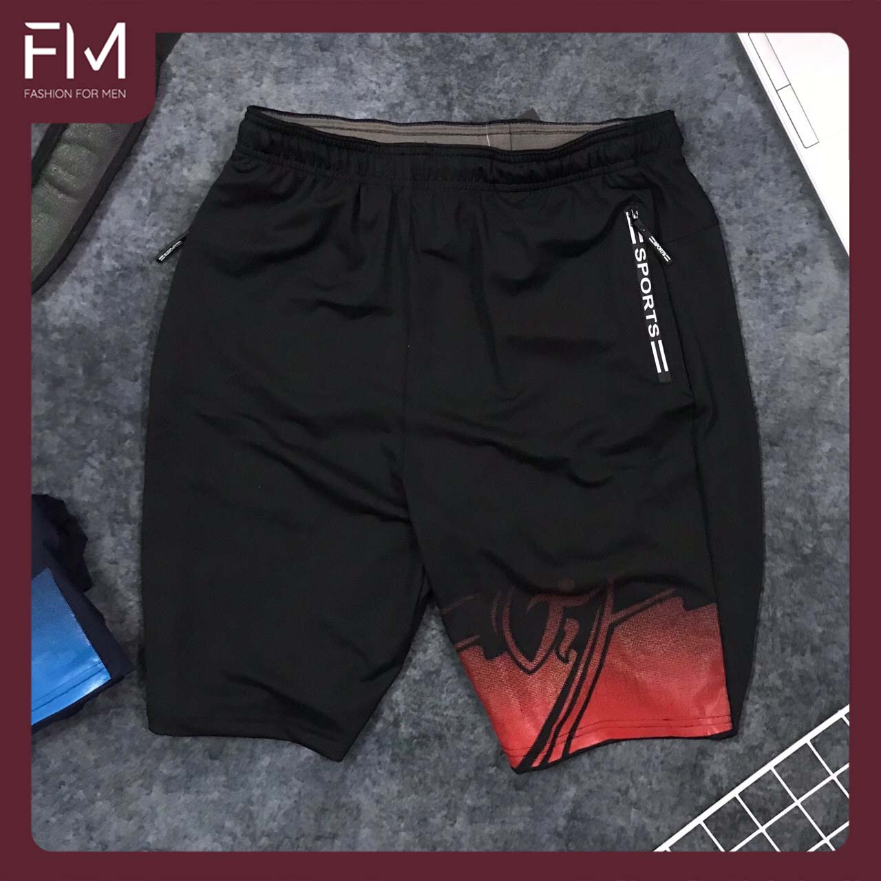 [MUA LÀ CÓ QUÀ] Quần thun nam Sport ngắn dây kéo họa tiết cực chất  - FORMEN SHOP - FMPS094