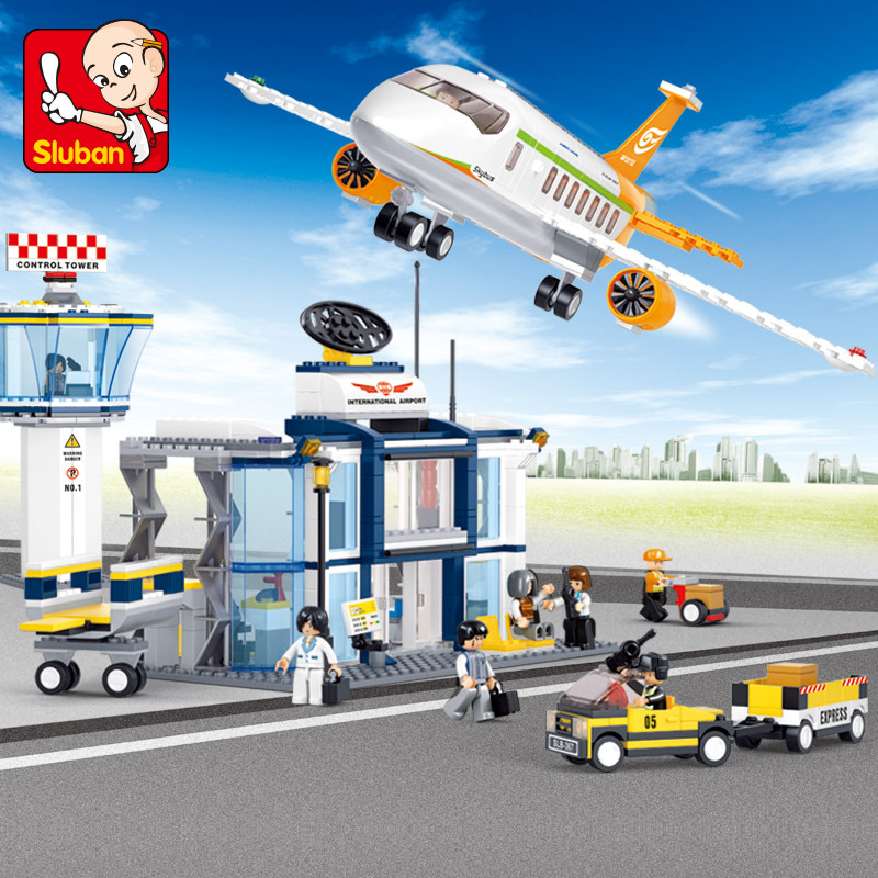 Đồ Chơi Lắp Ráp Kiểu Lego Mô Hình Cảng Hàng Không Và Máy Bay Chở Khách Airplane Sluban B0367 Với 678 Mảnh Ghép