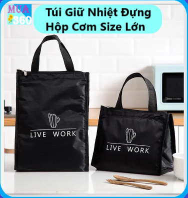 Túi giữ nhiệt đựng hộp cơm đồ ăn trưa văn phòng chống thấm loại size lớn - Túi Đựng Cơm Giữ Nhiệt Văm Phòng