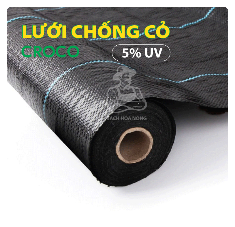 Lưới chống cỏ croco cuộn dài 50m, 95 gsm, 5% uv, khổ ngang 1,8m