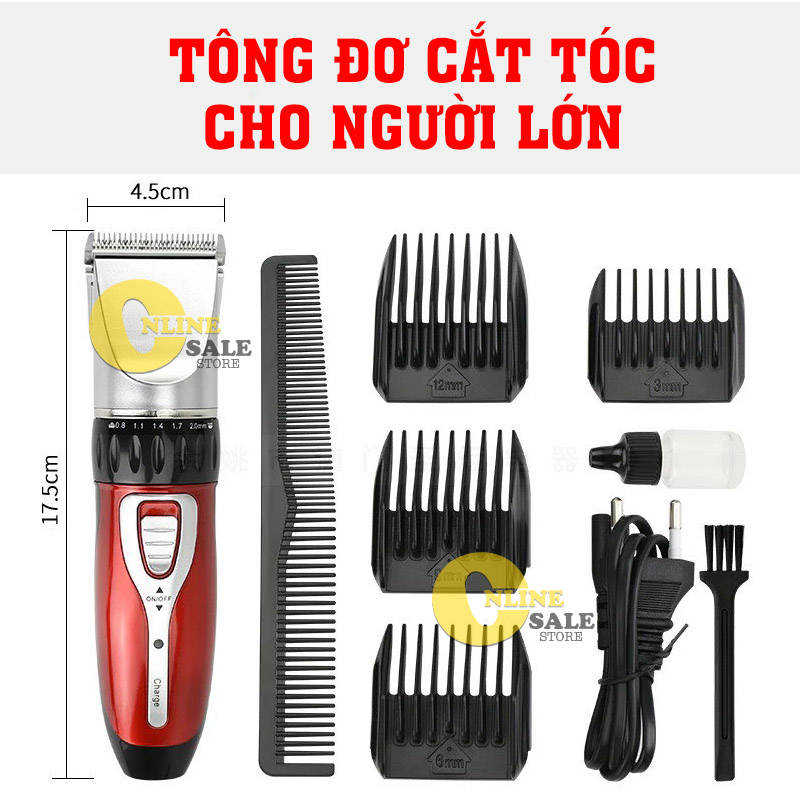 Tông Đơ Cắt Tóc, Máy xén tóc chuyên nghiệp -Tăng đơ hớt tóc tặng kèm 4 cữ và lược tạo kiểu tóc- tông đơ cắt tóc gia đình tại nhà cho cả người lớn và trẻ em loại tốt dùng sạc pin tích điện siêu tiện lợi