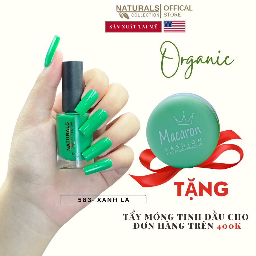 Sơn dưỡng thành phần hữu cơ phục hồi móng yếu, hư tổn USA NATURALS COLLECTION màu xanh lá - 7.5ml - 583