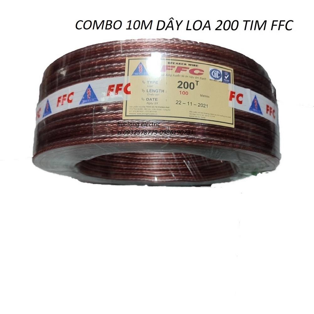 Combo 10m dây loa 200 tim ffc