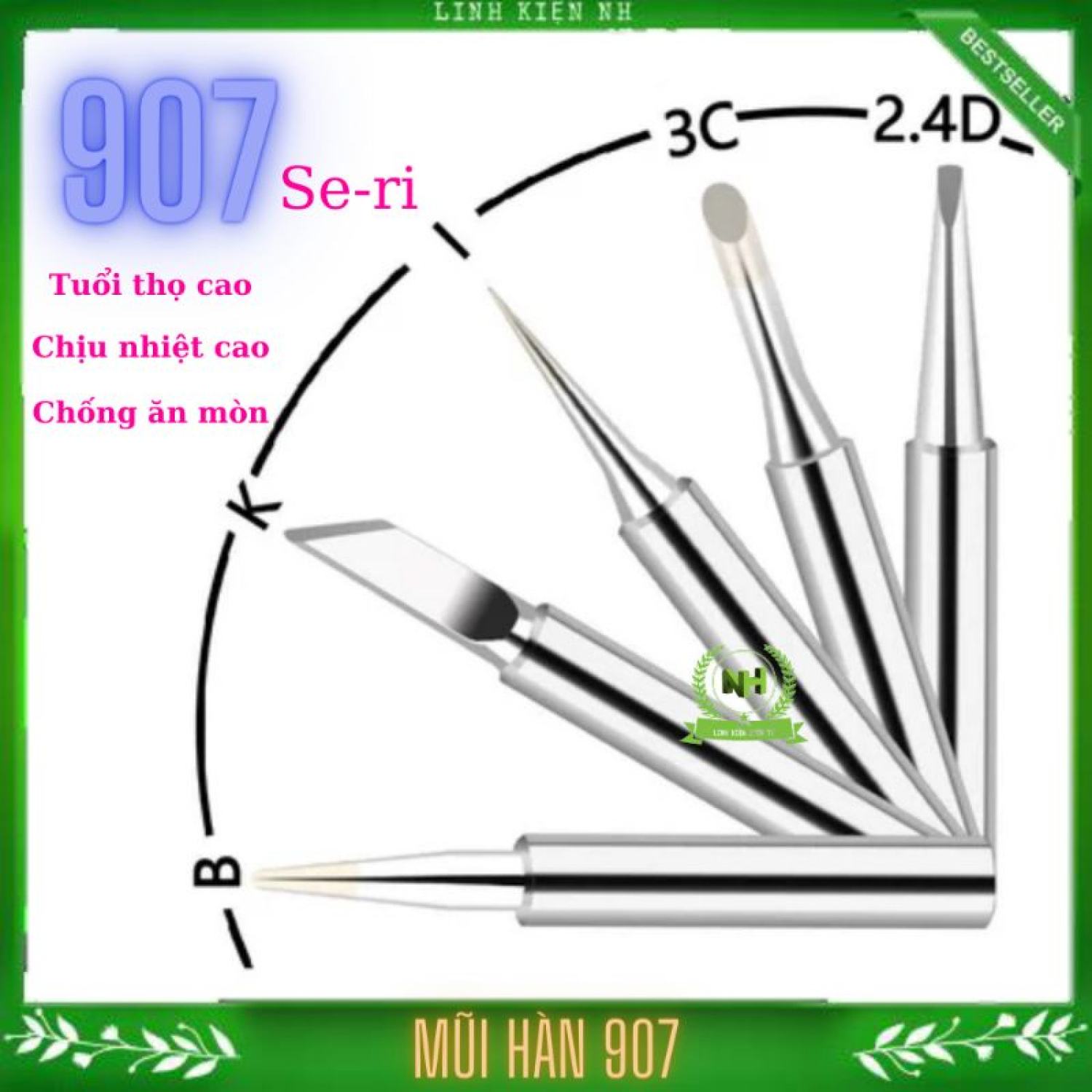 Mũi hàn 907 không chì mạ 3 lớp cao cấp cho trạm hàn NO.907