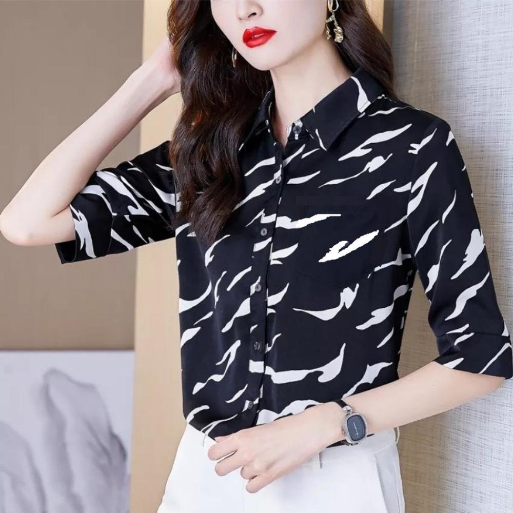 Áo sơ mi nữ dài tay kiểu vân nước  thời trang OKINAWA vải kate mềm mịn