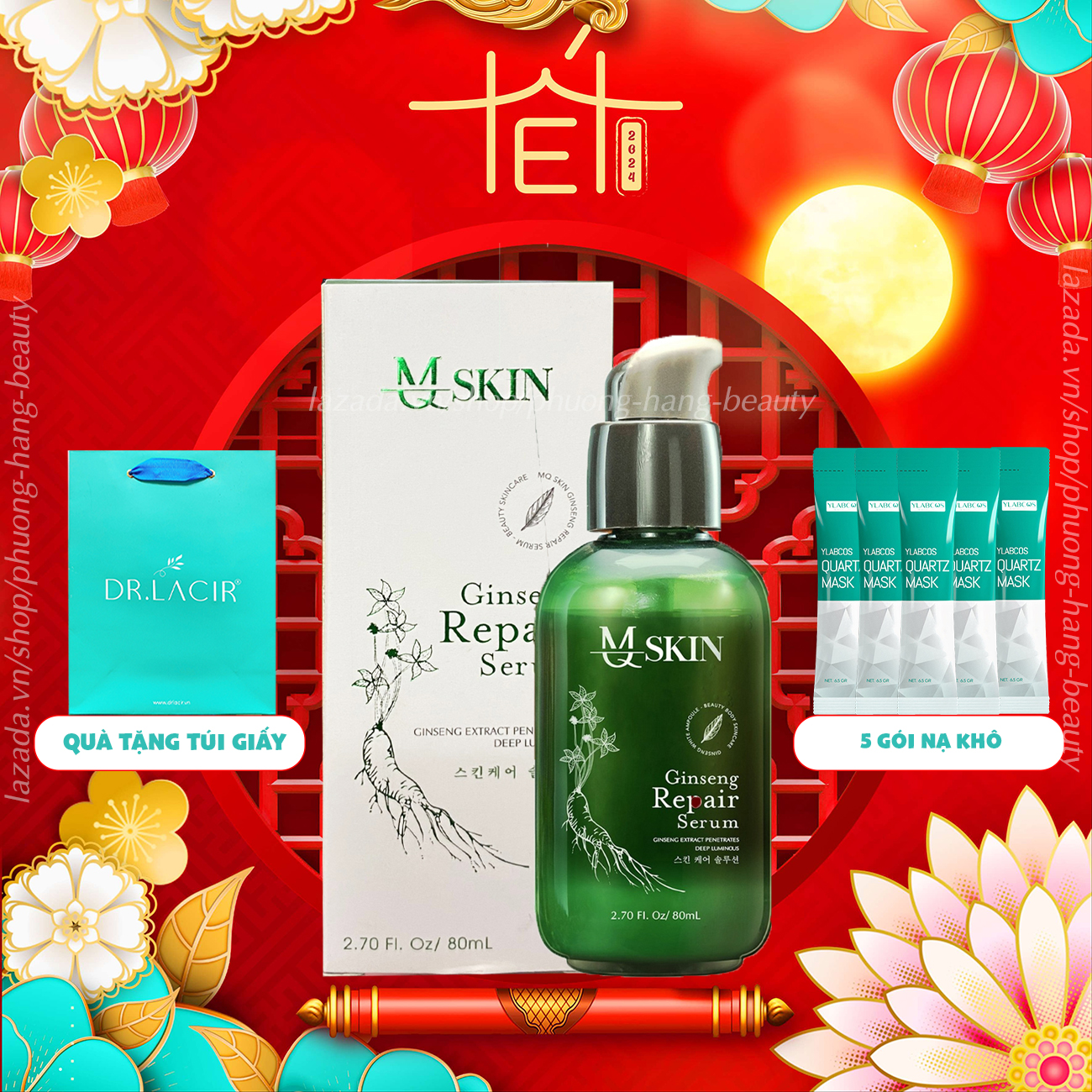 Serum Tái Tạo Da Nhân Sâm MQ Skin hỗ trợ giảm mụn, nám, tàn nhang, giúp co nhỏ lỗ chân lông và làm sáng da