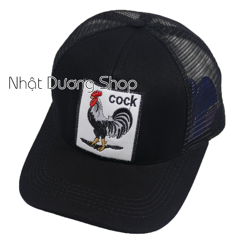 Nón kết lưới thêu hình con gà cao cấp, khóa nhựa - Chất liệu kaki kết hợp với lưới xịn tạo nên sự nổi bật và mốt teen