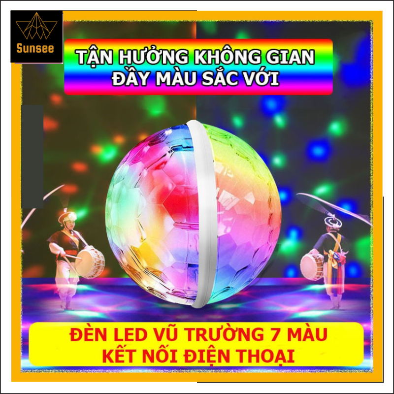 Đèn led đèn chớp- wtd vũ trường kết nối điện thoại tự xoay 7 màu đèn