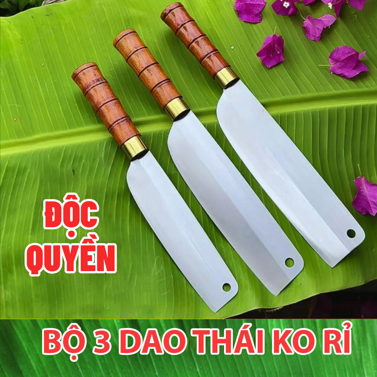 Bộ 3 Dao thái thép trắng không gỉ cao cấp sắc bén
