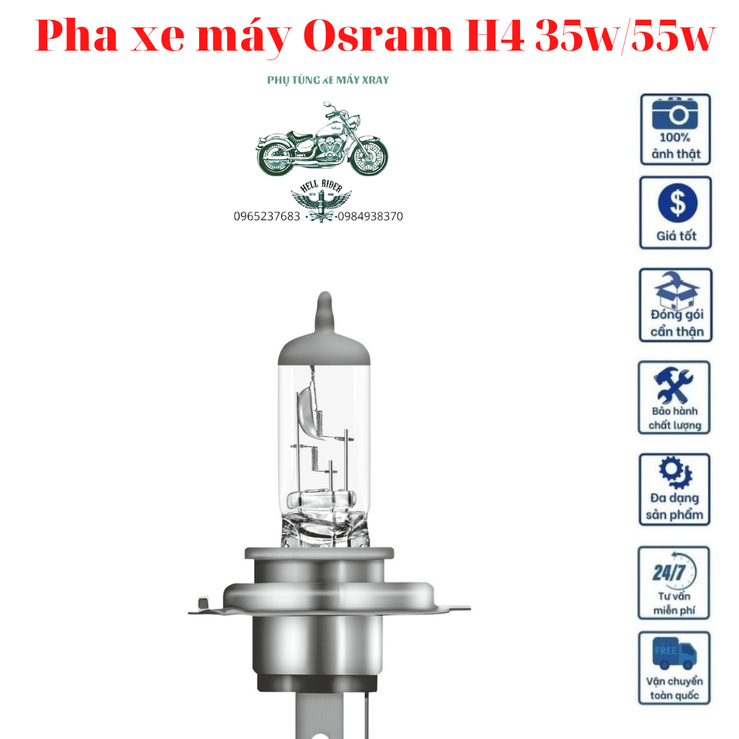 Osram bóng đèn pha osram h4 12v 35w, 60/55w p43 xe máy.