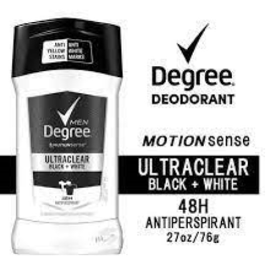 Lăn khử mùi chống ố vàng áo De.gree Motionsense Ultra Clear Black White 48hour của Mỹ mỗi lăn 76gr