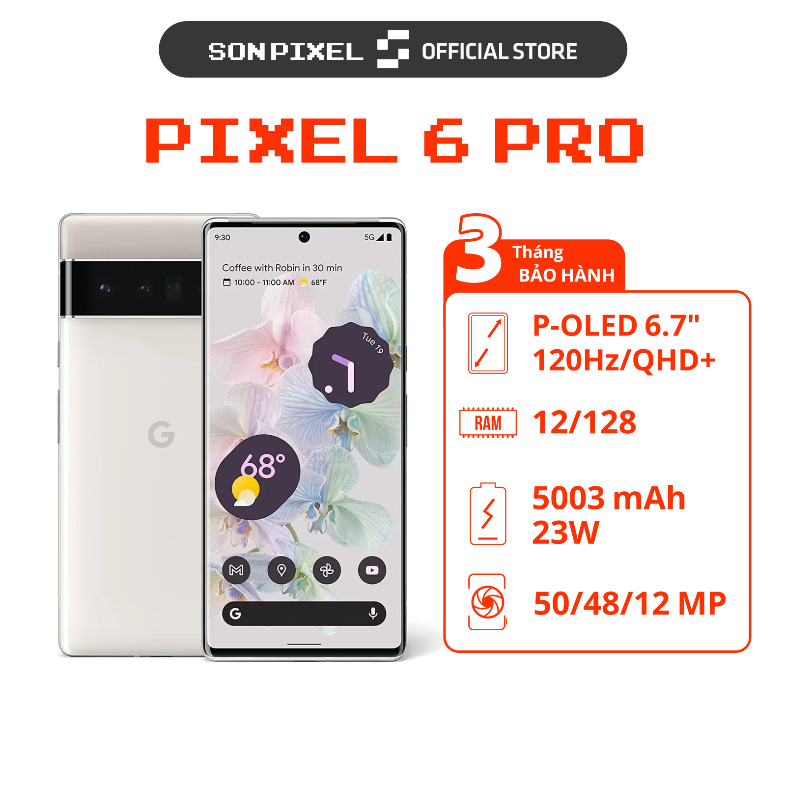 Global Google Pixel 6 pro, 12/128/256/512GB RAM. Sonpixel plug kit