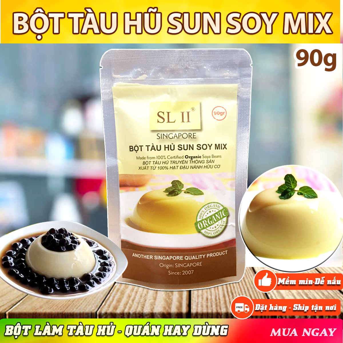 [HCM] Bột tàu hũ SUN SOY MIX ( 90 gram ) Tàu hủ trân châu đường đen - Tobee Food