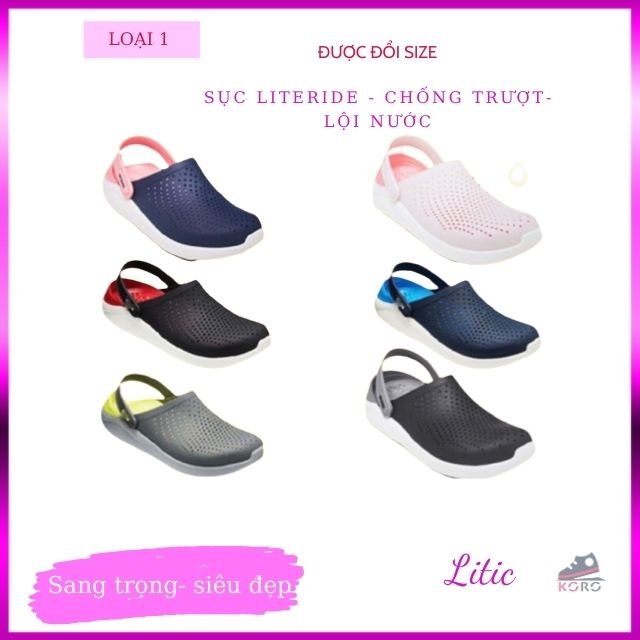 Dép sục Croc.s nam nữ quai ngang bít đầu nhựa PCV siêu êm nhẹ có nhiều lỗ thoáng khí chống hôi chân đi mưa không thấm nước chống trơn trượt LTRS04