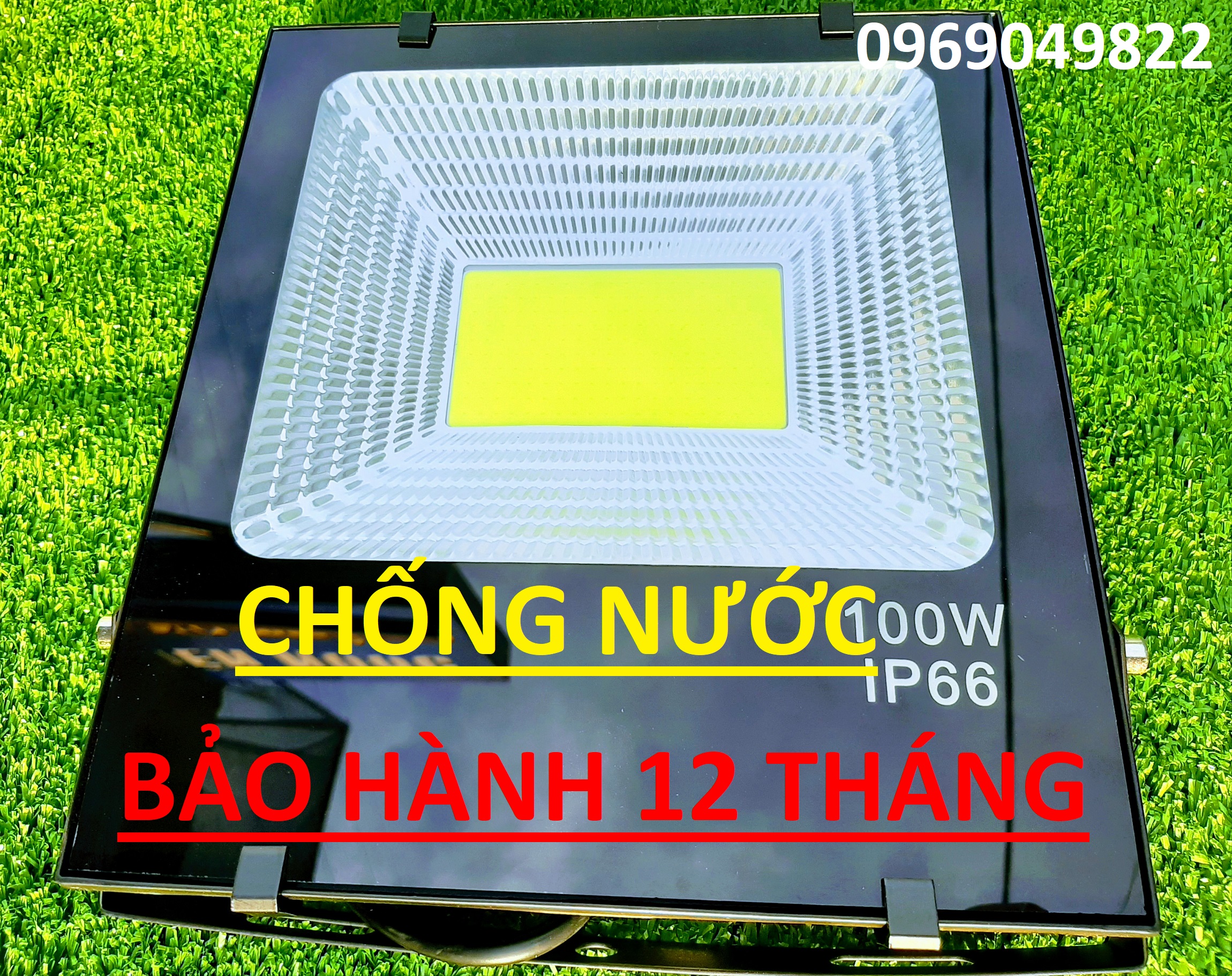 Đèn pha led cob 100w khung dày siêu sáng chống nước ánh sáng trắng/vàng