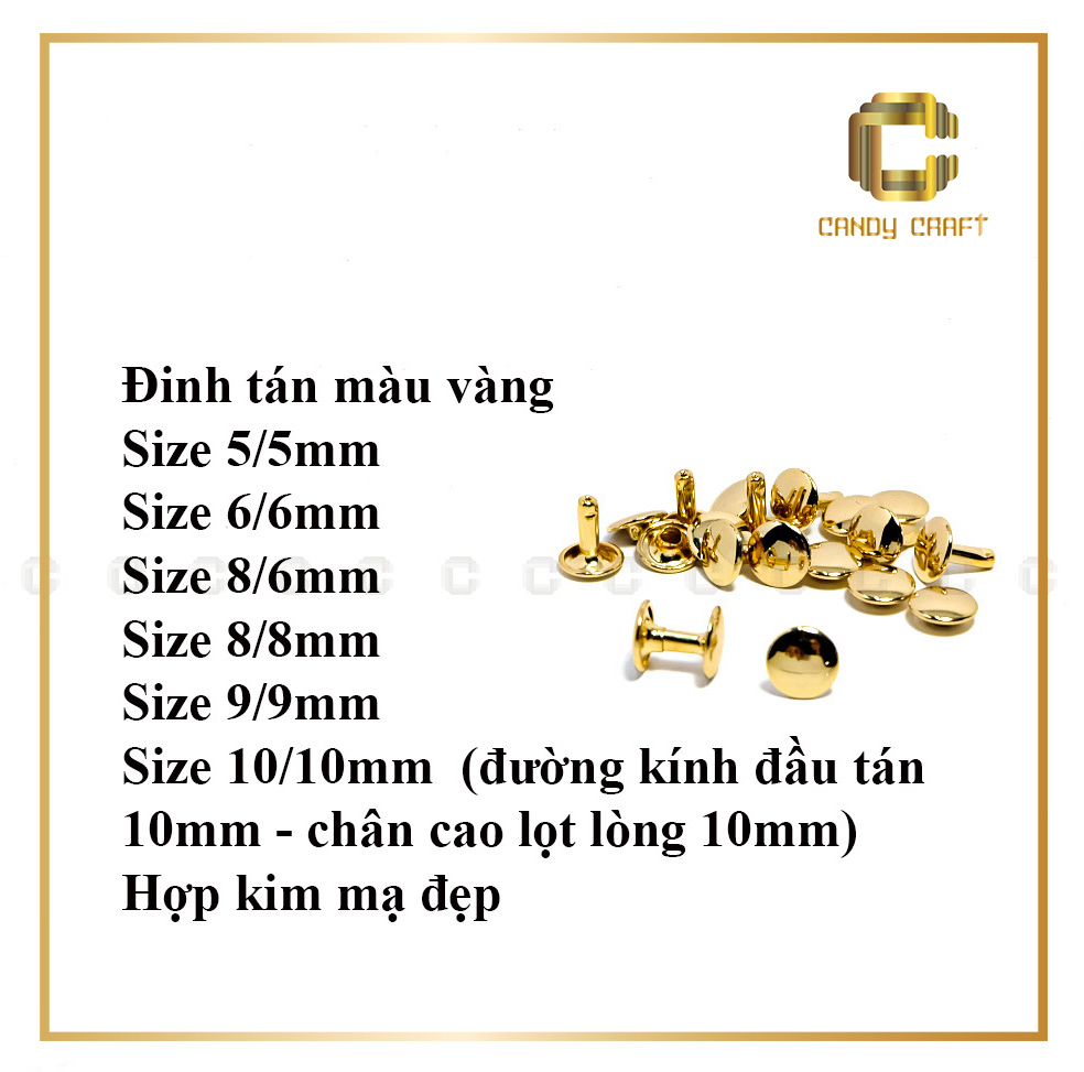 Đinh Tán Màu Vàng - phụ kiện làm túi xách