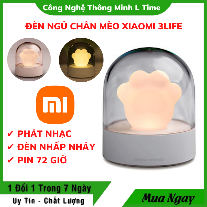 Đèn ngủ hình chân mèo Xiaomi 3Life - Đèn ngủ để bàn dễ thương, nhấp nháy theo nhạc - Bảo hành 12 tháng