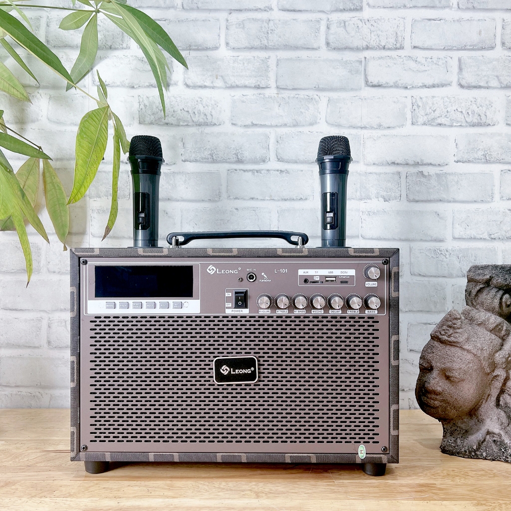 [ Hot Trend 2023 ] Loa Kéo Xách Tay Leong Siêu Trầm, Công Suất Lớn Bass 20 Cm, Nhỏ Gọn, Âm Thanh Hay + Kèm 2 Micro Ko Dây Hút Âm,  Âm Thanh Trong Sáng Bass Cực Mạnh, Vỏ Gỗ Cao Cấp Sang Trọng - Bh 12 Tháng.