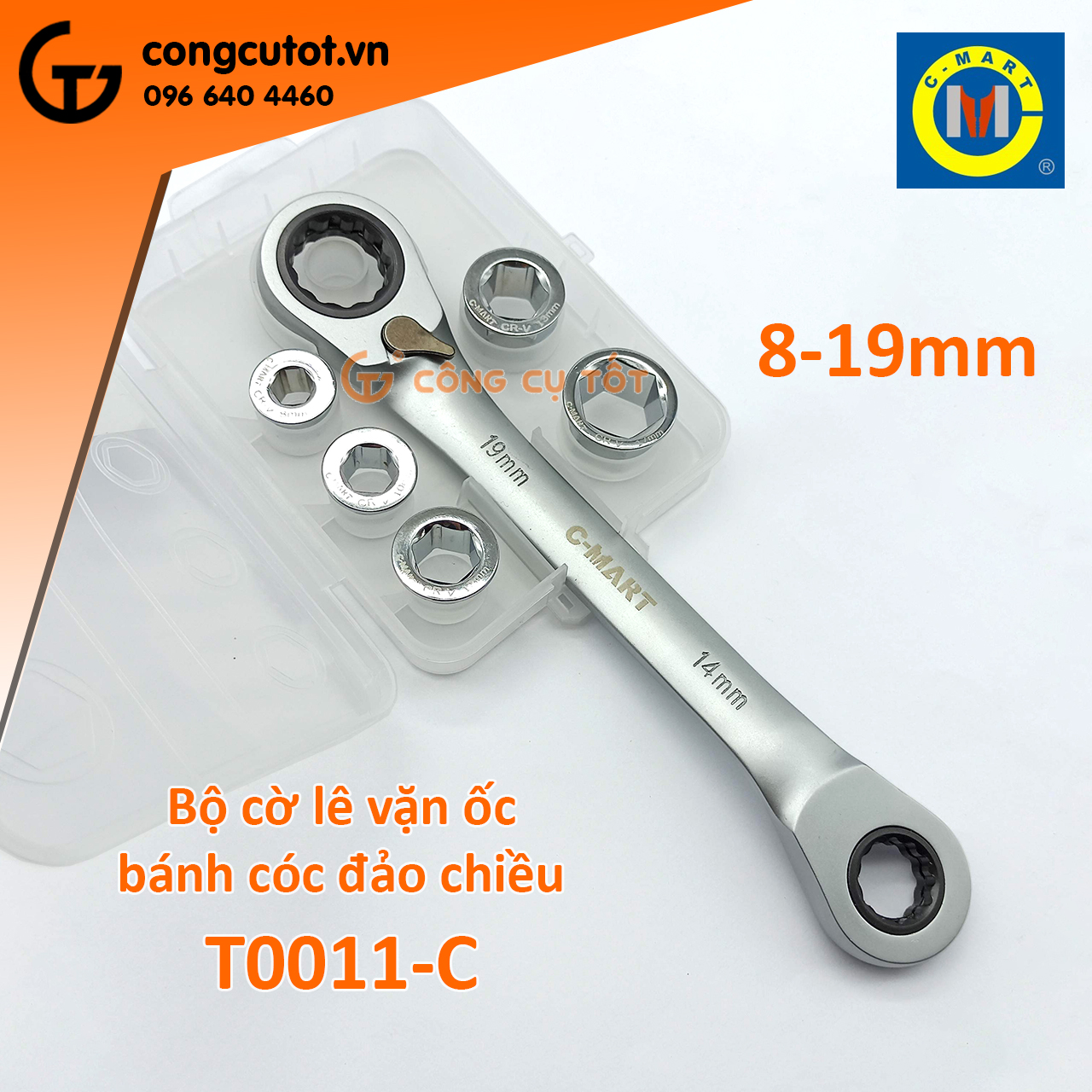 Bộ cờ lê 2 đầu vòng tự động đảo chiều c-mart t0011-c 8-19mm