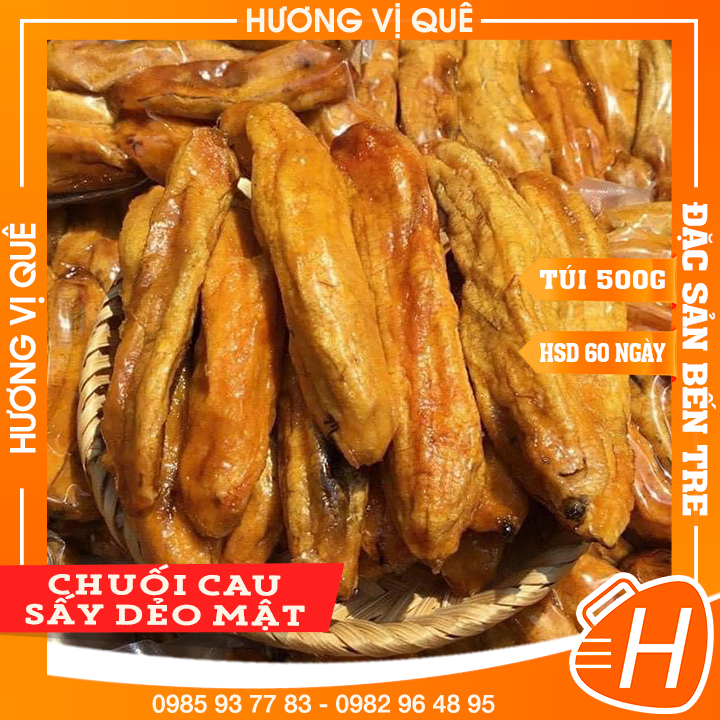 Chuối cau sấy dẻo mật - túi zip 500g - đặc sản bến tre